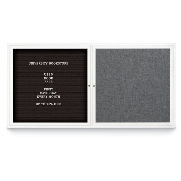 Corkboard, Single Door, Radius Frame, 18x24", Black/Cobalt